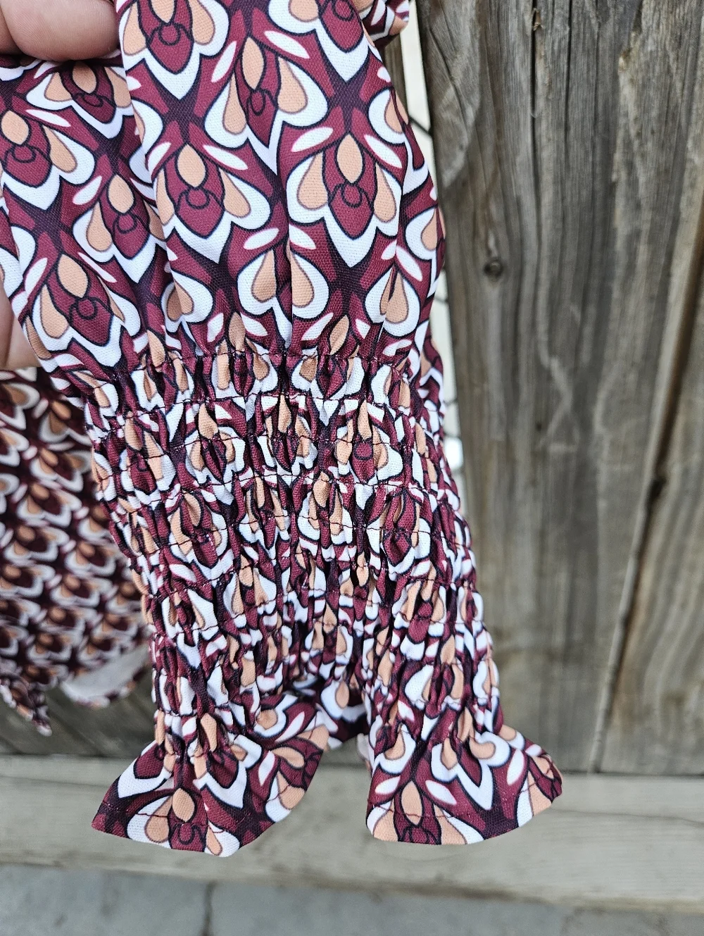 Fashion Woven Geometric Button-Front Blouse - Burgundy Women's Size XL - Picture 16 of 16